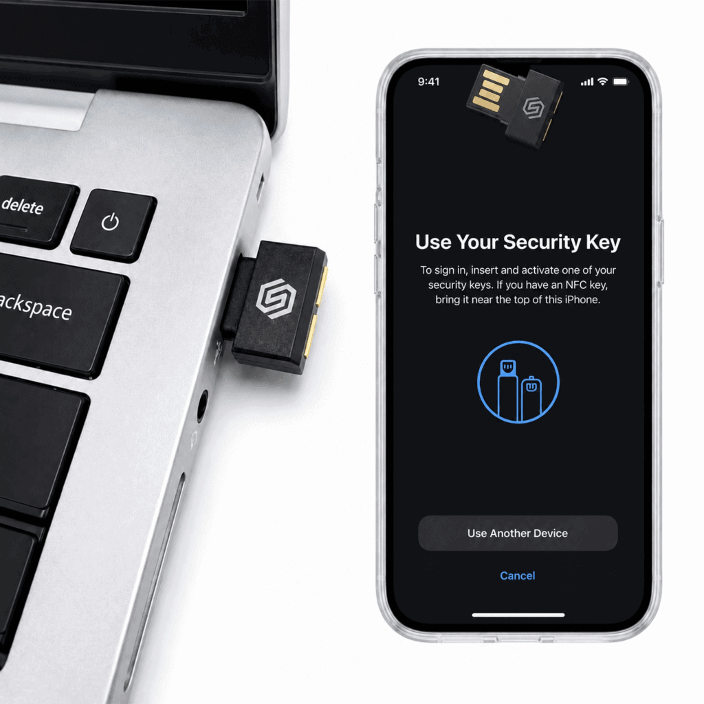 Kyvion Security Key für sichere Authentifizierung auf iPhone.